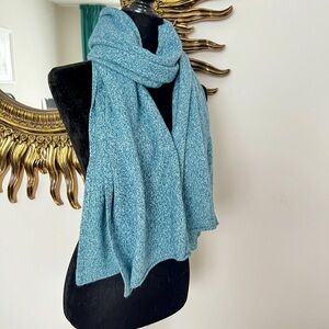 Blue Cashmere Merino Knit Scarf Wrap